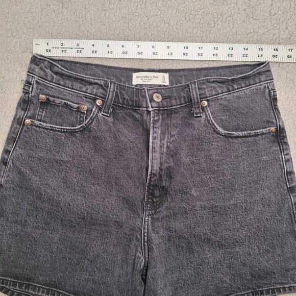 Abercrombie & Fitch Shorts Womens 31 12 Black Denim The Dad Short High Rise - Picture 5 of 7